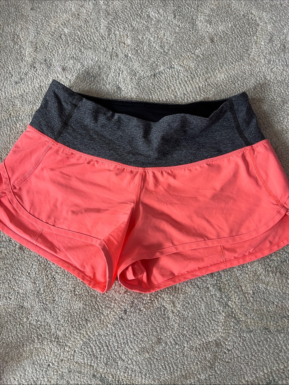 Lululemon Coral Active Running Shorts with Contrast Waistband
